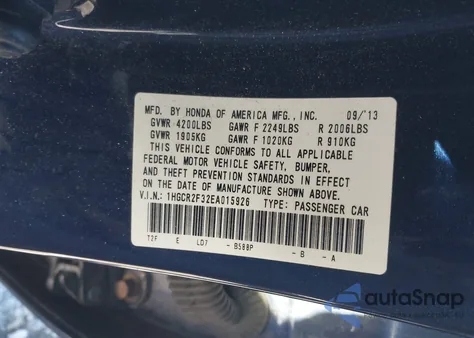 2014 Honda Accord Lx z USA, uszkodzony, nr VIN 1HGCR2F32EA015926